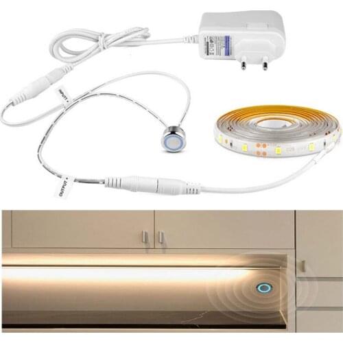 12V Sensor LED Strip Light Hand Sweep/Touch Switch Sensor Under Cabinet Wardrobe Light SMD2835 60LEDs/M Flexible LED Tape EU/US