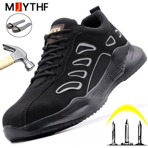 Reflective Work Boots Men Safety Shoes Breathable Light Indestructible Shoes Steel Toe Sports Shoes Protective Work Shoes 2021