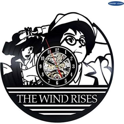 The Wind Rises Cartoon Vintage Vinyl Wall Clock Gift duvar saati