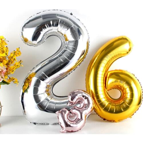 16/32/40 inch Big number balloons Rose Gold Silver Black digital Foil Balloon Birthday Party Decoration Balloons Baby Shower