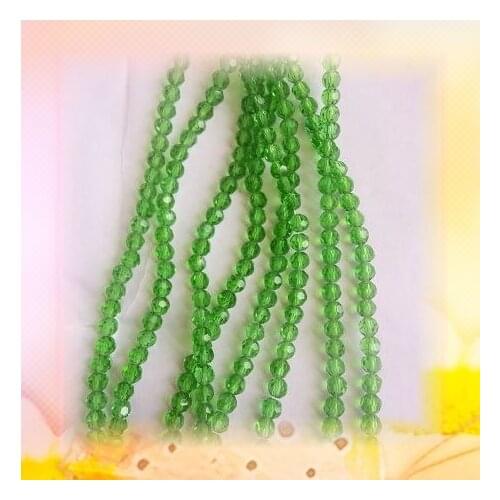 Grass Green 3mm Glass Crystal Spacer Round Beads For Necklace Hanging DIY Beads Pack Choose For 150pcs/450pcs/1500pcd
