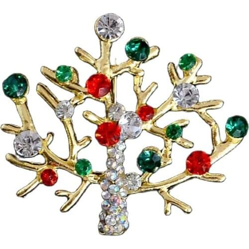 Wishing Colorful Crystal Rhinestone Christmas Tree Brooch Pin Brooches Xmas Gifts Jewelry