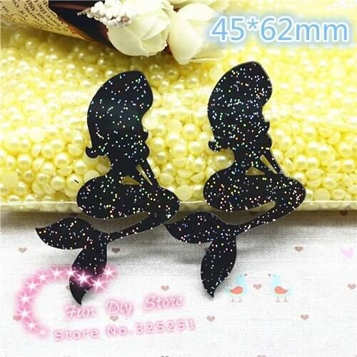 10pcs/lot 45*62mm acrylic shiny black litter mermaid planar Flat back Scrapbooking