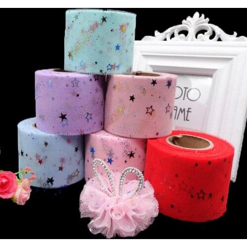 13cm*25Yard Glitter Lace Roll Colorful Tulle Tutu Skirt Fabric Spool Gift Wrap Party Birthday Supplies Wedding Table Decoration
