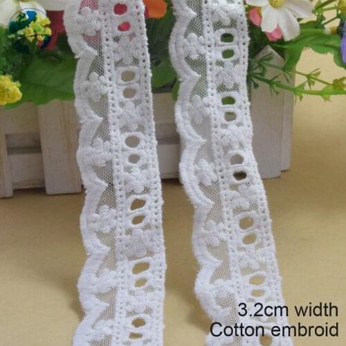 3.2cm white lace polyester embroidery lace french lace ribbon fabric guipure diy trims warp knitting sewing Accessories#3039
