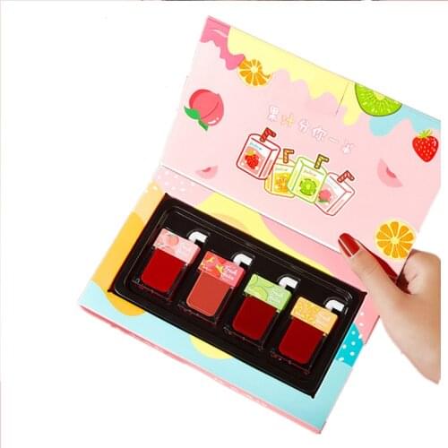 4 Pcs/set Original Moisturizer Lip Gloss Kit Long Lasting Water Lips Beauty Make Up Gift for Girls Rose Liptint Glitter Cosmetic