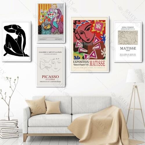 Abstract Matisse Girl Canvas Painting Vintage Figures Leaf Wall Art Picture for Living Room Nordic Home Decor Print Posters
