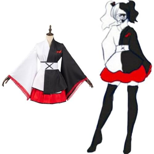 Anime Danganronpa Monokuma Cosplay Costume Kimono Dress Black White Bear Outfits Halloween Carnival Costume