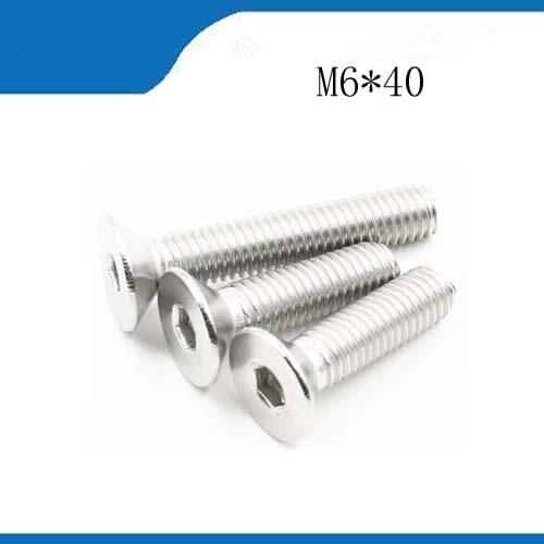 Free shipping 8pcs M6*40 316 Stainless Steel Countersunk Flat Hex Hexagon Head Allen Screws Bolt DIN7991 stainless nails,bolts