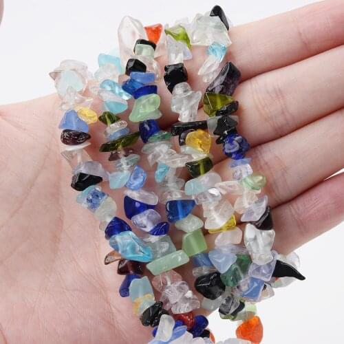 Rainbow Color Irregular Natural Stone Bead Gravel Beads for Jewelry Making DIY Charm Bracelet Necklace Accessories 15'' /Strand