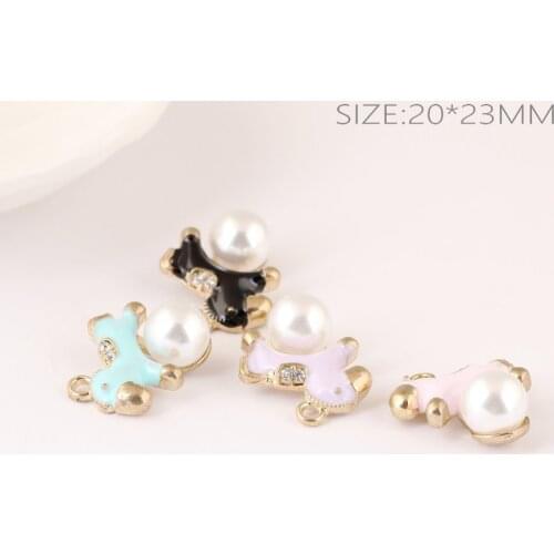DIY lovely Enamels Pearl Rhinestone Horse Charms Alloy Pendant Making Hair Bracelet Necklace Dangle Handmade Jewelry Accessories
