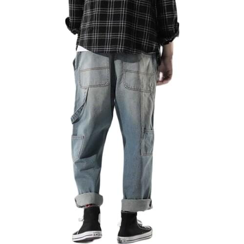 New Fashion Straight Jeans Men Casual Loose Baggy Denim Pants Streetwear Hiphop Harem Jeans Male Clothing