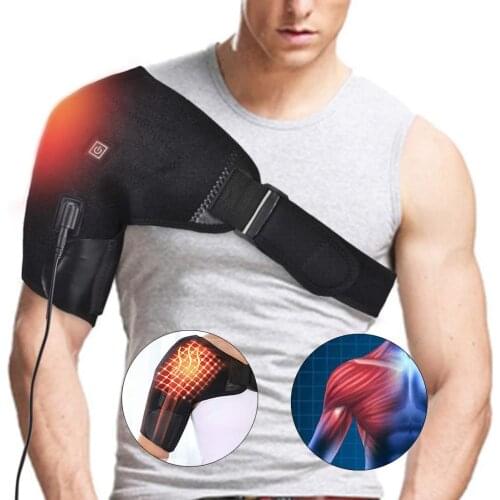 Electric Heat Shoulder Brace Therapy Adjustable Back Support Belt Heating Pad for Dislocated Shoulder Rehabilitation Wrap