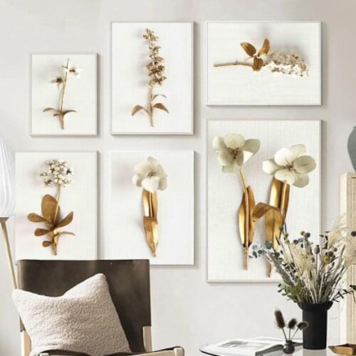 Eustoma Hyacinth Bellflower Leaf Metal Wall Art Canvas Painting Nordic Posters And Prints Wall Pictures For Living Room Decor