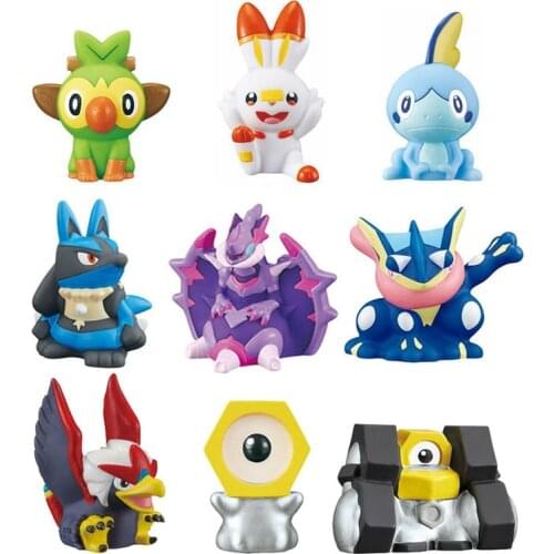 Bandai Pokemon Anime Figures Collectible Model Toys Sobble Greninja Naganadel Lucario Meltan Melmetal Grookey Scorbunny Braviary