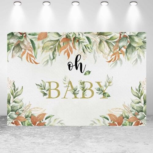 Seekpro Baby Shower Green Leaves Background Photographic Elephant Kids Birthday Party Backdrop Children For Photo Studio Shoot