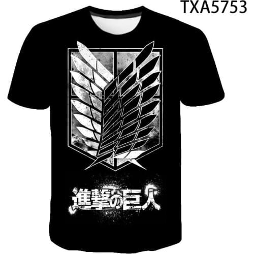3D Printed T-shirts Attack On Titan Short Sleeve Boy Girl Kids Fashion Cool Summer Men Women Children Casual Streetwear Tops Tee