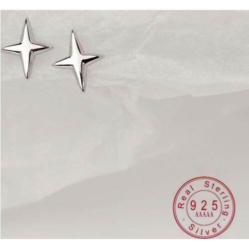 HI MAN S925 Sterling Silver Simple Stars Stud Earrings Women Fashion Temperament Party Jewelry