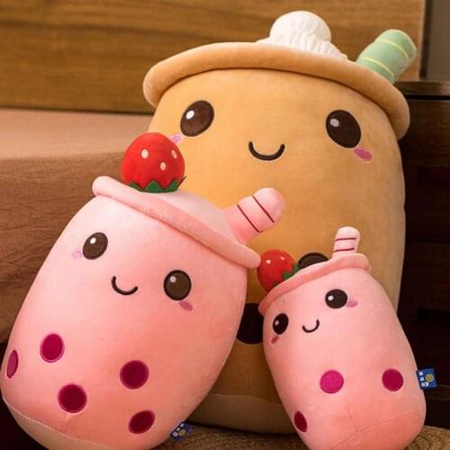 3 Sizes Real-life Bubble Tea Plush Toy Stuffed Food Milk Tea Soft Doll Boba Fruit Tea Cup Pillow Cushion Kids Toys Birthday Gift