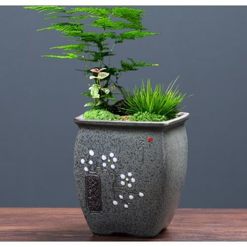 Chinese Style Ceramic Flowerpot Indoor Plant Container Retro Large Minimalist Household Bloempot Groot Plant Accessories ED50FP