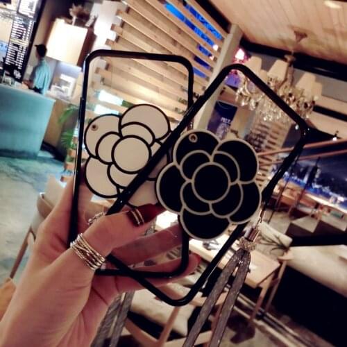 Beautiful Camellia Flower Mirror Case Cover With Crystal Neck Strap For Samsung Galaxy Note 20 10 9 8 S20 Ultra S10E S9 S8 Plus