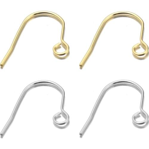 Aiovlo 100pcs/lot Stainless Steel Gold/Silver Color Earring Hooks French Ear Wires for DIY Earrings Jewelry Making Findings