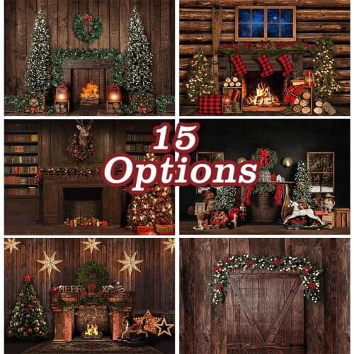 Mocsicka Christmas Vintage Wooden Wall Backdrop for Photography Retro Decoration Family Portrait Photographic Photoshoot Picture