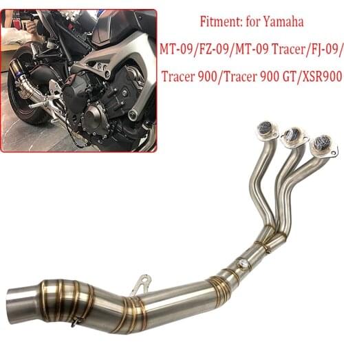 MT09 FZ09 FJ 09 Motorcycle Exhaust Muffler Escape Tube Front Mid Link Pipe 61MM Modified For Yamaha MT-09 TRACER 900 GT XSR900