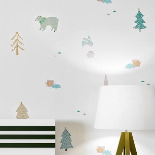 Cartoon Winter Forest Wall Papers Home Decor Nordic Living Room Decoration Wallpapers Roll for Walls Deco Mural Contact Paper