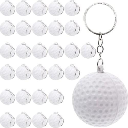 White PU Golf Ball Keychain Bulk Set (1.57 Inches, 30 Pack),Golf Accessories