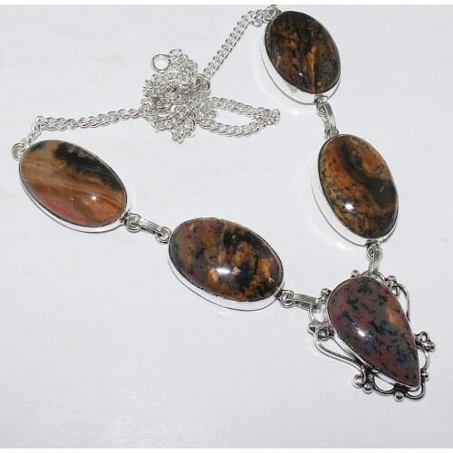 Honey Dendrite Necklace Silver Overlay over Copper, 50cm, N1680