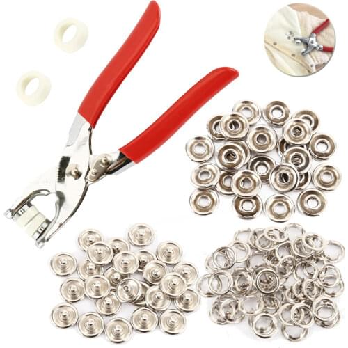 1 Pcs Plier Tool +25 Sets 9.5mm Metal Prong Snap Buttons Fasteners Press Studs Buckle Snap Fasteners for Installing Clothes Bags