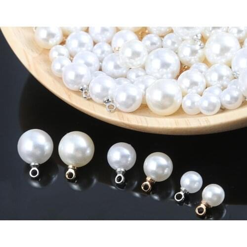 6/8/10mm 10pcs/lots High Quality Imitation ABS Pearls Pendant For DIY Earrings Necklace Jewelry Findings Making Accessories