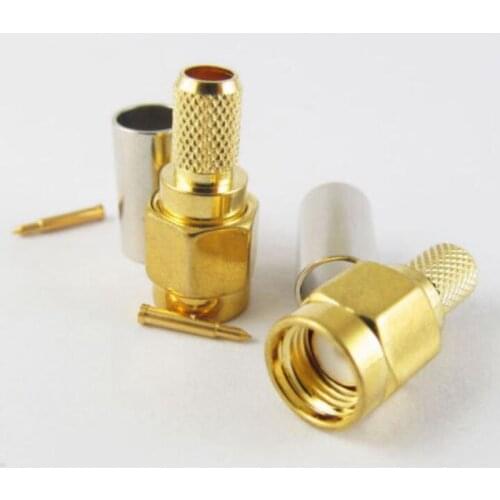 SMA Male Plug Straight Crimp for RG58 RG142 RG223 RG400 LMR195 RF Connector