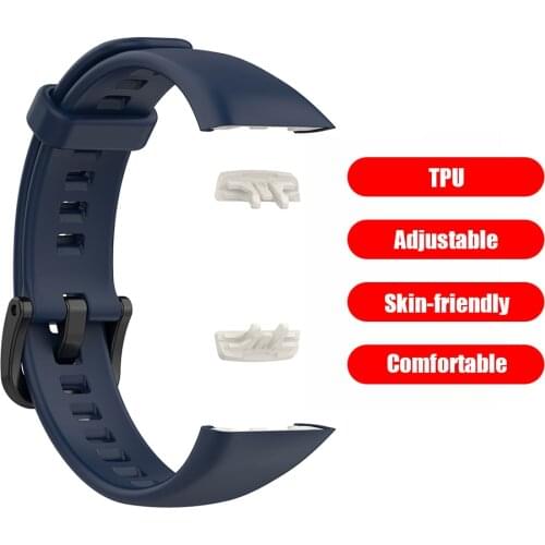 Watch Band Exterior Decoration Parts Silicone Replacement Smart Watch Strap for Honor Band 6 Solid Color Wrist Band