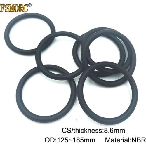 2pcs 8.6mm Thickness Nitrile Rubber O Rings OD 125 130 135 140 145 150 155 160 165 170 175 180 185mm NBR o ring sealing Gasket