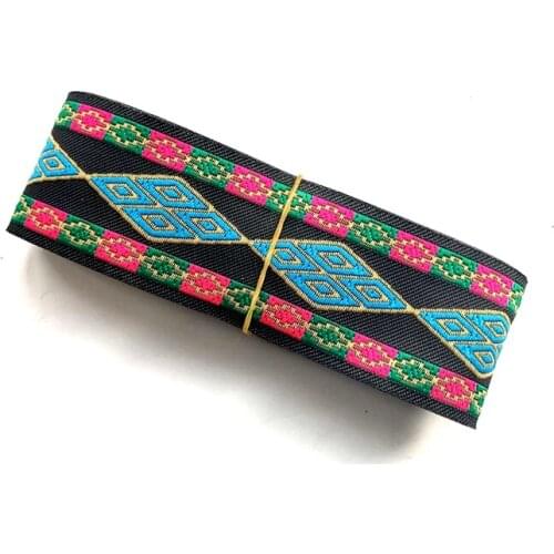 High quality 50MMX8yard Gold thread embroidery necklace lace woven Jacquard Ribbon Trims For Clothing Straps Belt Accessory