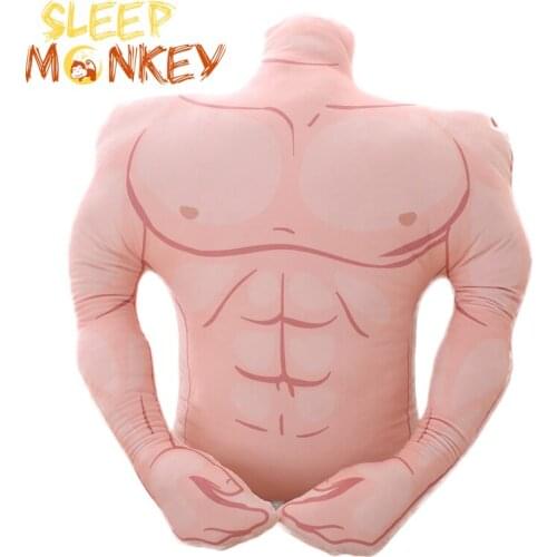 Funny Warm Plush Pillow Muscle Man Shape Plush Stuffed Toy Throw Pillow Decorative Photo Props Kids Birthday Gift