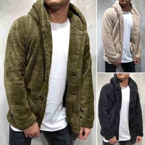 Fall / Winter 2020 Mens Single-breasted Wear Mens Loose Double-faced Velvet Hooded Jacket Sweater clothing coat
