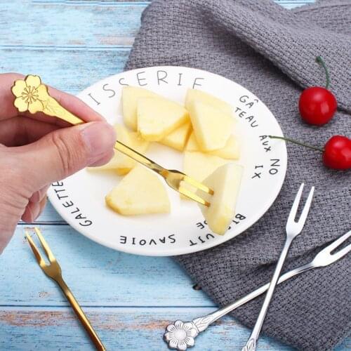 1/4pcs Fruit Fork Stainless Steel Cake Dessert Forks Flower type Toothpick Tableware For Party Restaurant Food Kitchen Tools