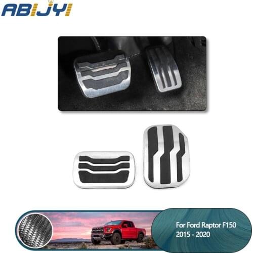 2Pcs Stainless Steel AT Non Slip Car Pedals Pad for Ford Raptor F150 2015-2020 Accelerator Brake Pedal Plate Cover