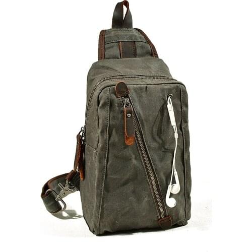 2020 Man New Canvas Breast Bag Large Capacity Summer Portable Headphone Hole Male Bag Single Shoulder Bag Men Vintage Flap Soft