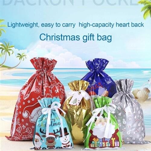 2022 Christmas Gift Bag Extra Large New Year Gift Candy Bags Laser Printing For Christmas Package Decoration PE Xmas Bag