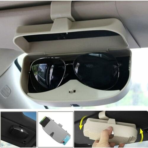 4 Colors Multi-function Sun Visor Sunglasses Case Bill Storage Bracket Box Car Accessories