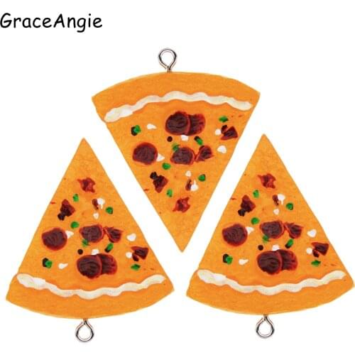 6pcs Pizza Desin Trendy Food Shape Charms Lovely Kid Gift DIY Pendant Handmade Jewelry For Necklace Bracelet Funny Kitchen Toys