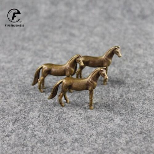 Antique Bronze Horse Statue Desk Decorations Solid Copper Micro-Carving Zodiac Horse Figurines Ornaments Home Decor Accessories