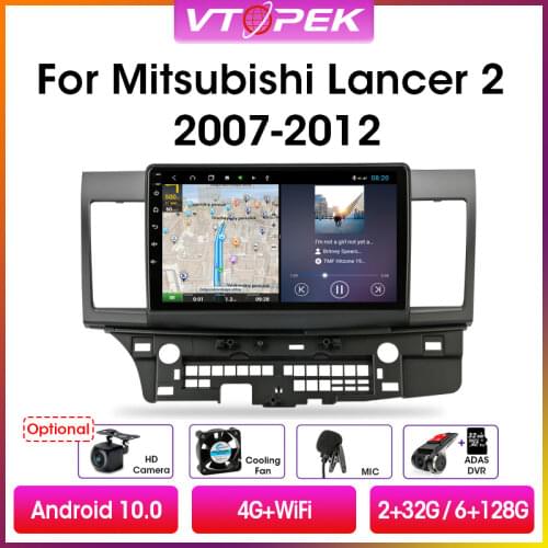 Vtopek 10.1" 2din Android 9.0 Car Radio Multimedia Player For Mitsubishi Lancer 2007-2012 Navigation GPS Head Unit Split Screen