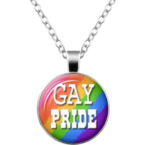 Gay Necklace Rainbow Jewelry Glass Pendant Man Homme Hombre Lovers Love Pride Rainbow Six Siege Collier Ketting Mens Necklace