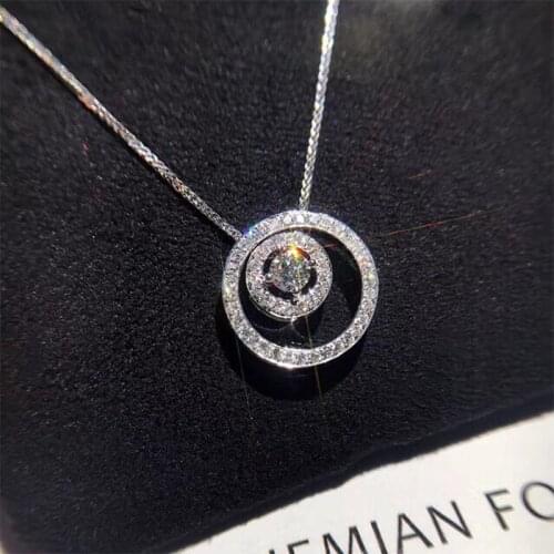 Bling Single Cubic Zircon Detachable Ring Necklace 925 Silver Delicate Simple Chain for Woman Fine Wedding Engagement Jewelry