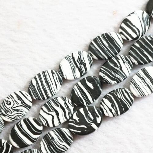 Zebra Stone White Black Calaite Turquoises 13x18mm Twist Oval Hot Diy Necklace/Bracelet Loose Beads Jewelry Findings 15inch B343